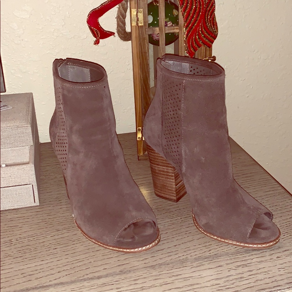 Gray suede booties
